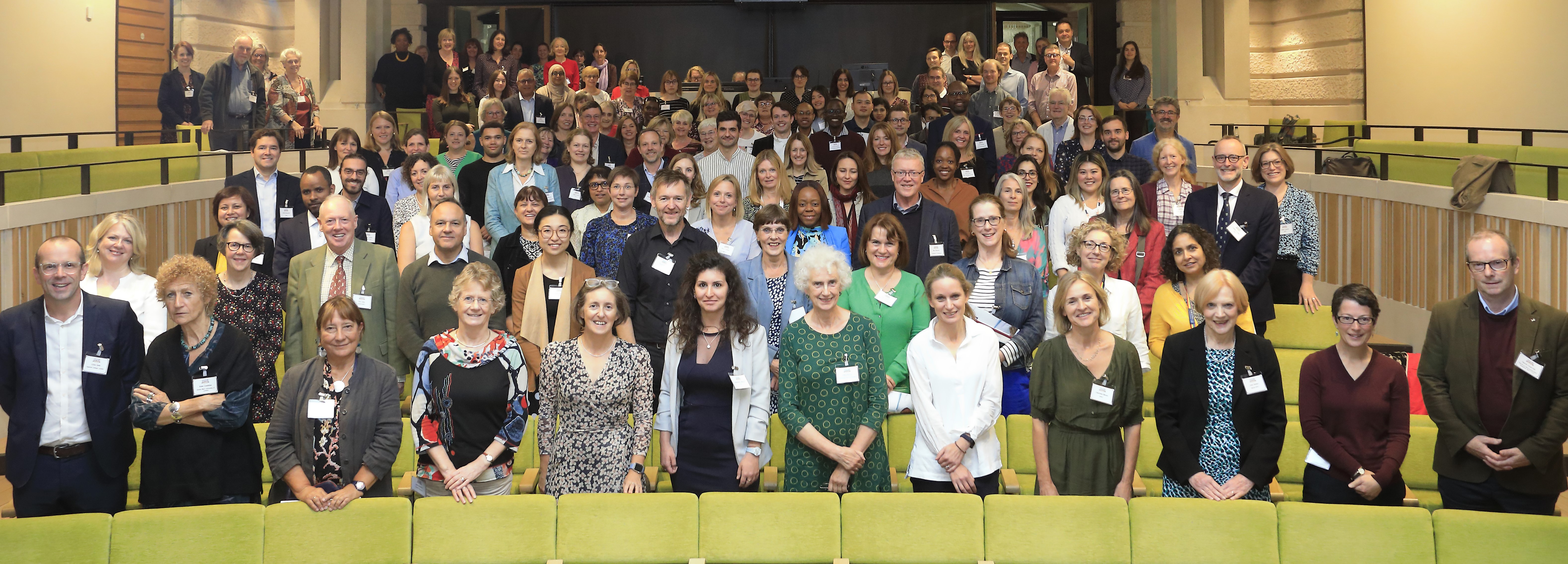 Photograph of all delegates attending NPEU 45th Anniversary celebrations, in a lecture theatre.